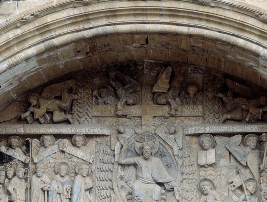 Last Judgement tympanum central figure detail