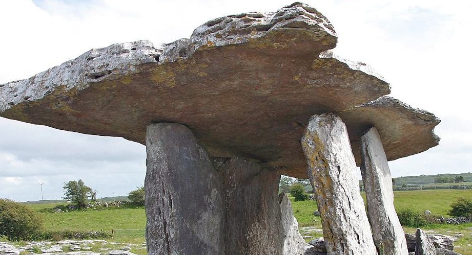 Poulnabrone capstone and portal stones detail