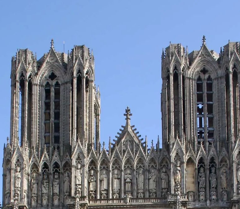 Reims Cathedral upper façade detail