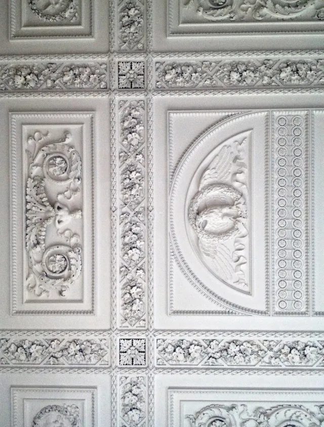 Close-up of Georgian stucco plaster ceiling decoration