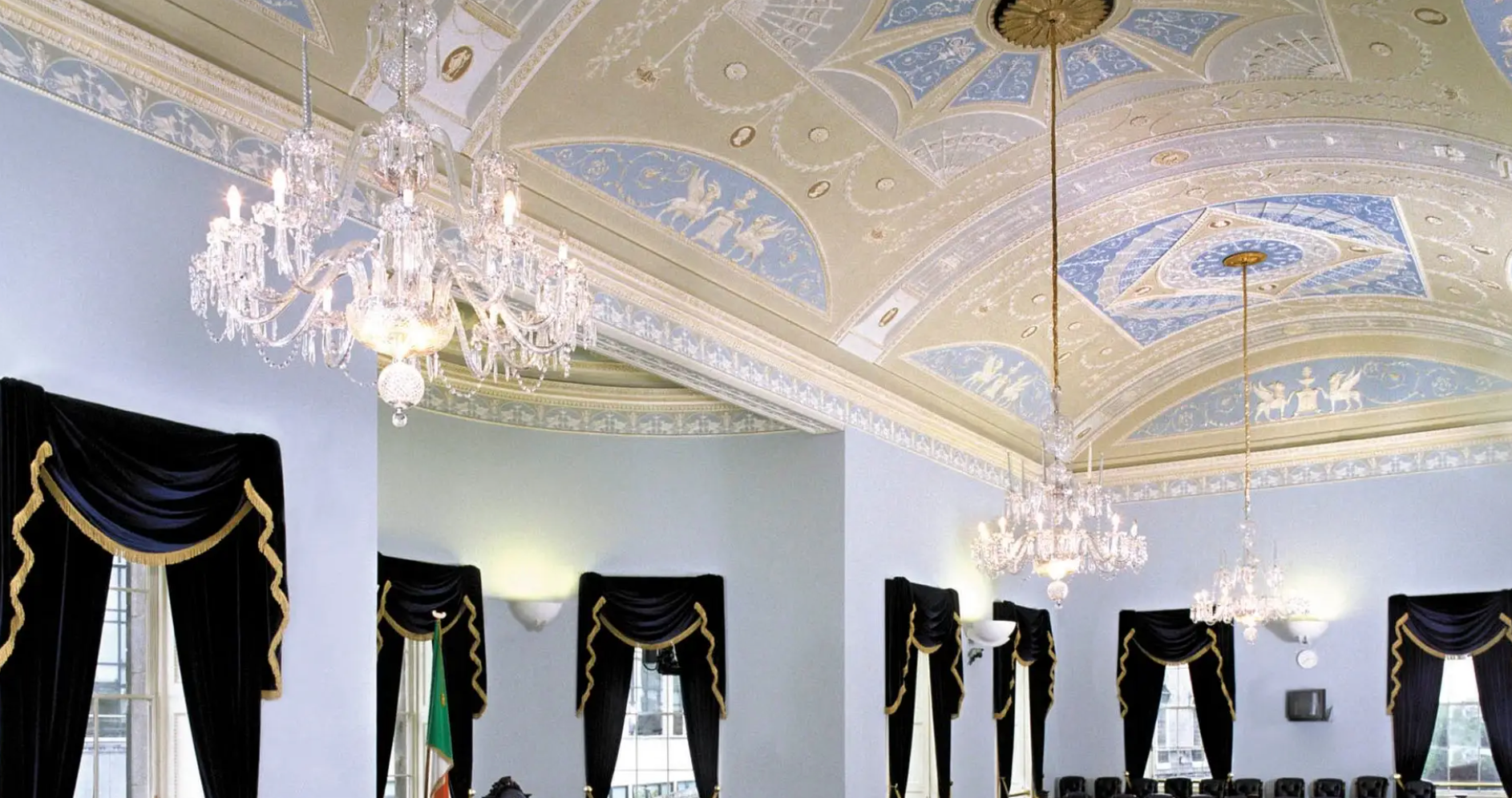Leinster House interior ceiling and chandelier